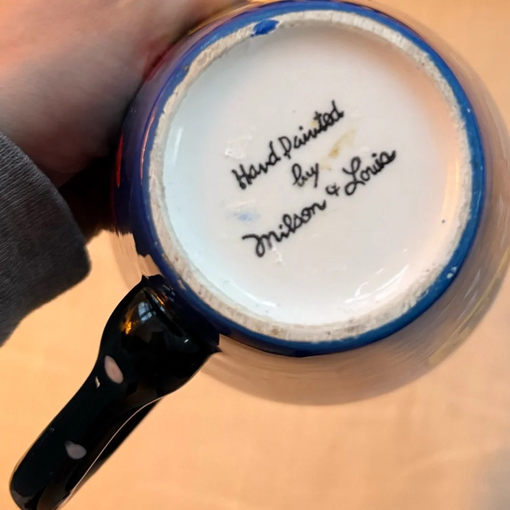 Vintage Hand painted by Milson & Louis Colorful Cat Design Ceramic single Mug - Picture 5 of 9